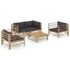 vidaXL Garden Lounge Set Dark Grey Bamboo, Polyester 5 Piece Set Modular - 2 of 4