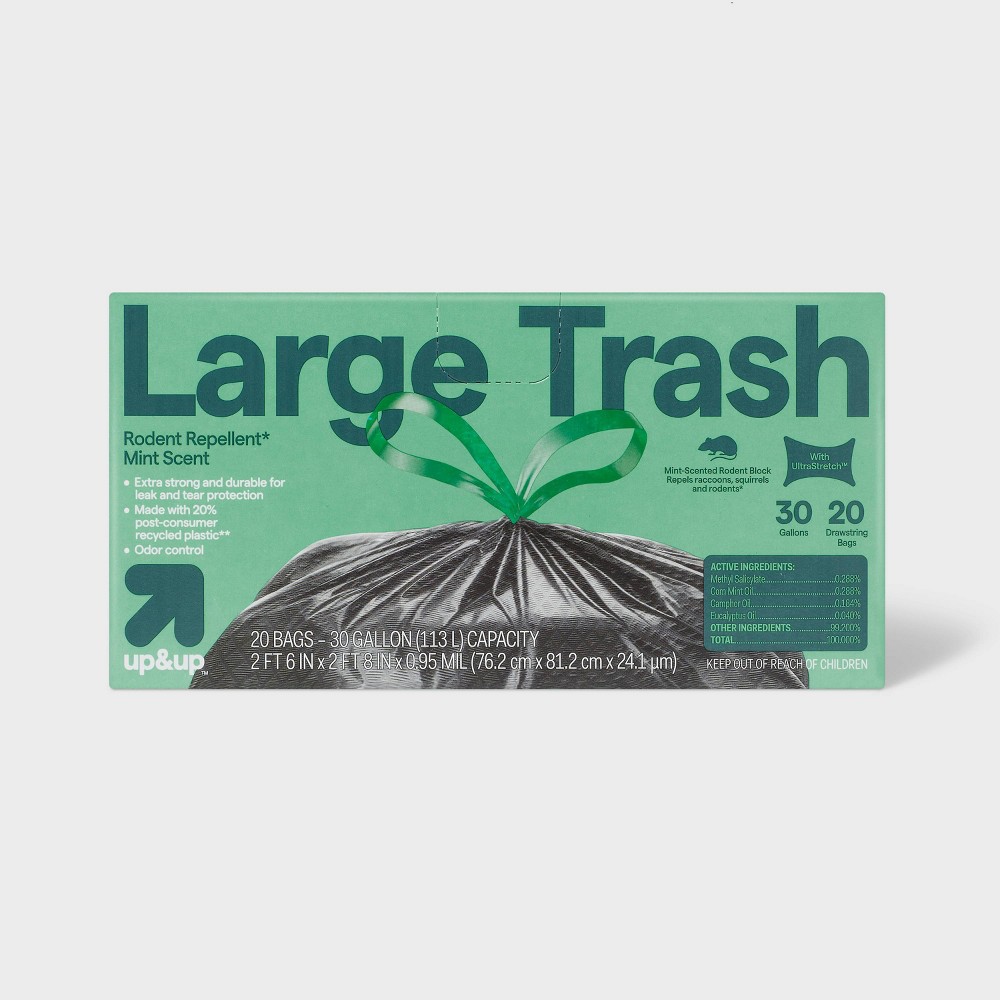 Photos - Garden & Outdoor Decoration Extra-Strong Large Drawstring Trash Bags - Mint Scent - 30 Gallon/20ct - u