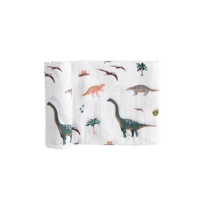 Red Rovr Organic Cotton Muslin Swaddle Blanket Single - Dino Days : Target