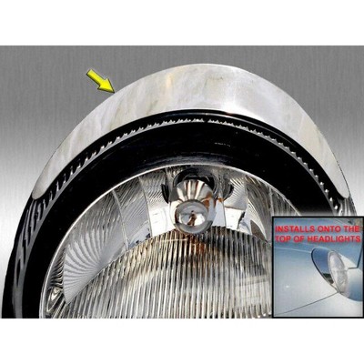 QAA is Compatible with 2002-2006 Ford Thunderbird 2 Piece Stainless Head Light Accent Trim, Installs onto top of Headlights. HL43670