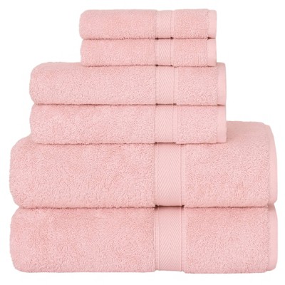 6pc Turkish Cotton Sinemis Terry Assorted Bath Towel Set Pink - Linum Home Textiles