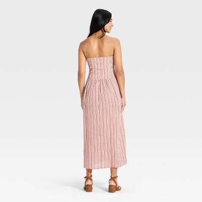 Женские платья Universal Thread Women's Smocked Midi Striped Sundress - Universal Thread™ Pink S — фото 3