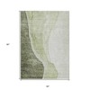 Olive Green And Beige Abstract Washable Indoor Outdoor Area Rug - 3 of 4