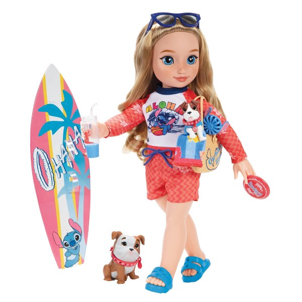 Disney ILY 4EVER Muñeca de 18" inspirada en Stitch y set de cachorro de playa, cabello rubio/ojos azules 7