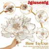 12PCS Glitter Magnolia Flowers for Christmas, 12 Inch Velvet Artificial Flowers with Pearls for Xmas Tree Decorations, Wreaths, Centerpieces, Garden - 3 of 4