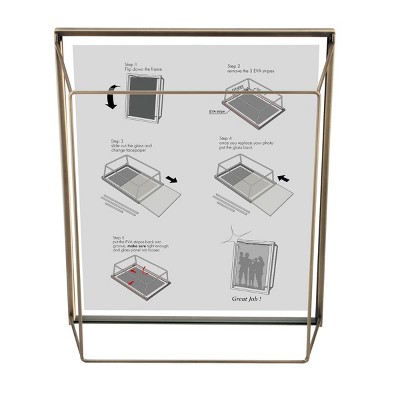 Antique Brass 8x10 Metal Floating Photo Frame