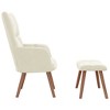 vidaXL Relaxing Chair with a Stool Cream White Velvet - 4 of 4