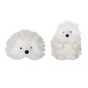 Transpac Plush Snowy Hedgehogs Set of 2 Decorative Animal Figurines Foam Christmas White Tabletop Decor  Spot or Wipe Clean Indoor Use Decoration Gift - 1 of 1