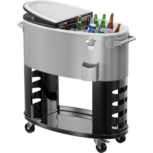 VINGLI Patio Cooler, 70 qt. Rolling Ice Chest on Wheels, Party Bar Drink Cooler Cart with Bottle Opener and Ice Scoop - 1 of 4