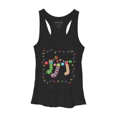 Women's Design By Humans Christmas Stocking with Christmas Lights By realdealclipart Racerback Tank Top