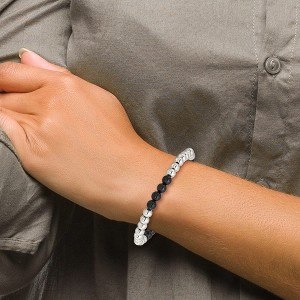 Chisel Stainless Steel Polished 6mm Black Onyx Beaded Stretch Bracelet - 1 of 4