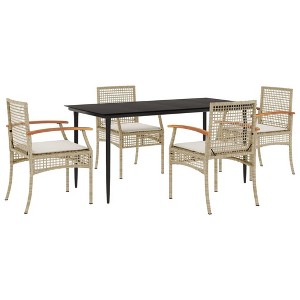vidaXL Garden Dining Set Beige - 63" x 31.5" x 29.1" - 4 Items - 1 of 4