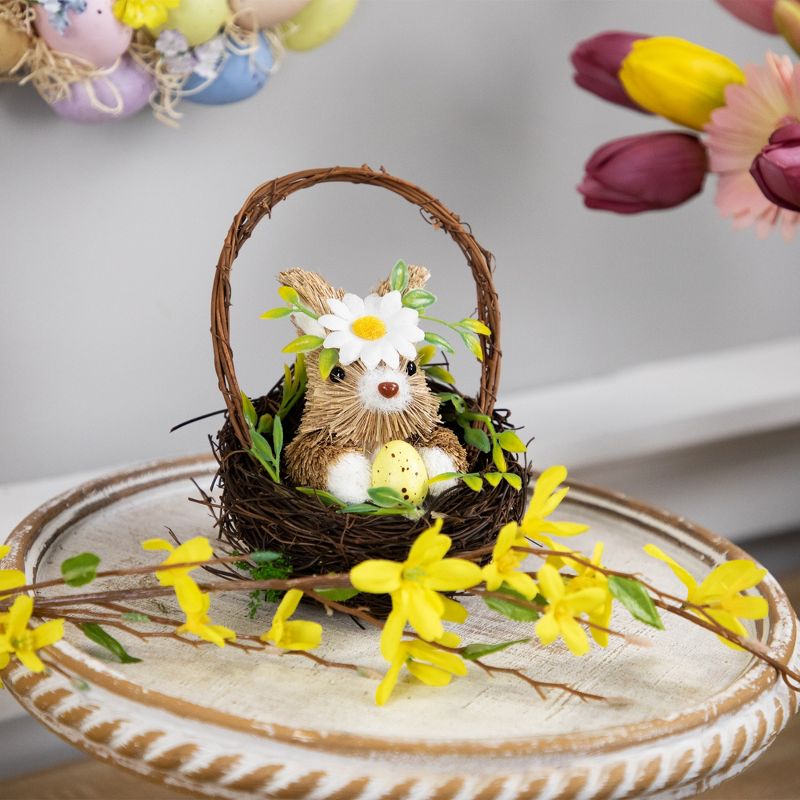 Northlight Rabbit with Twig Basket Easter Decoration - 7", 3 of 7