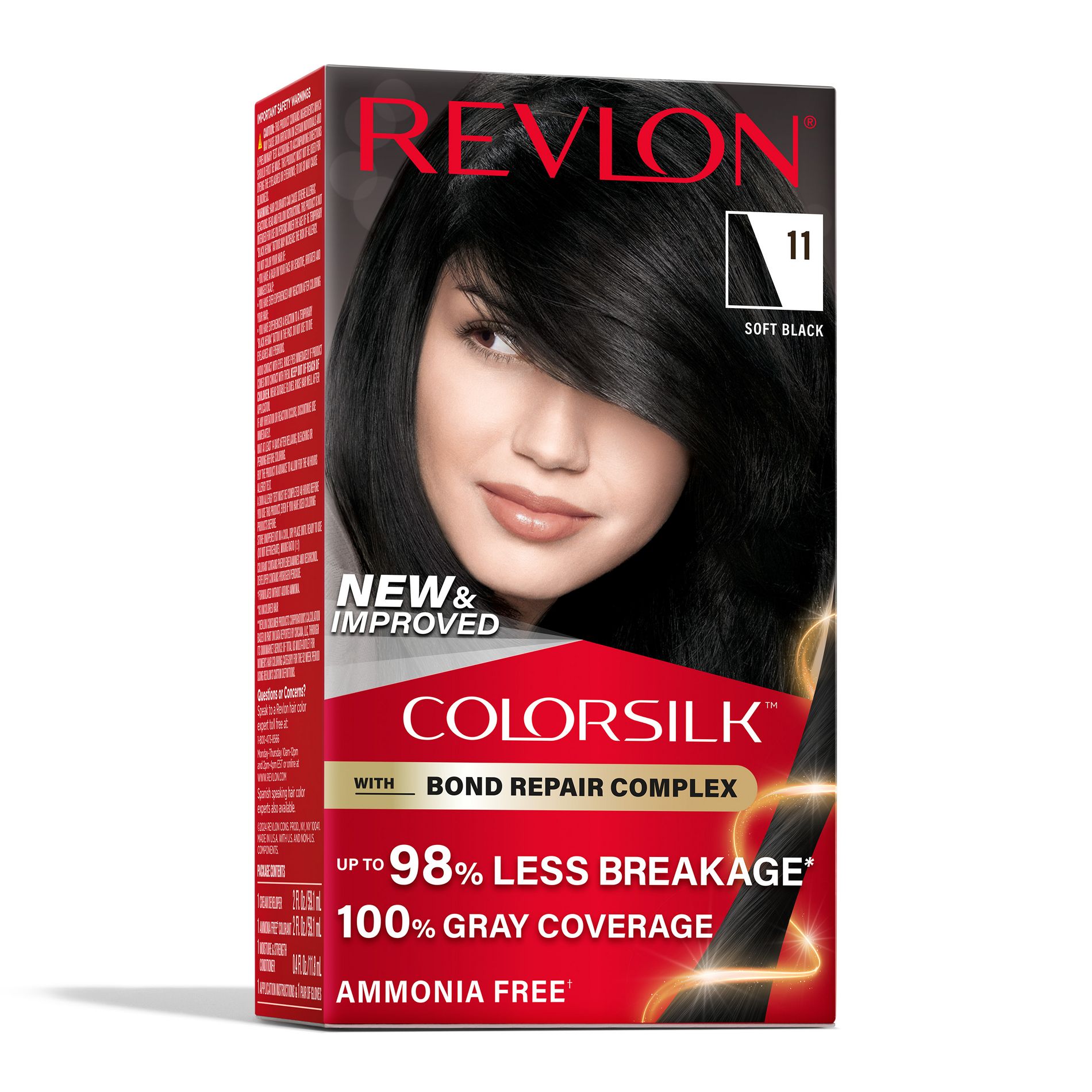 Revlon ColorSilk Permanent Hair Color with Bond Repair Complex - 11 Soft Black - 4.4 fl oz