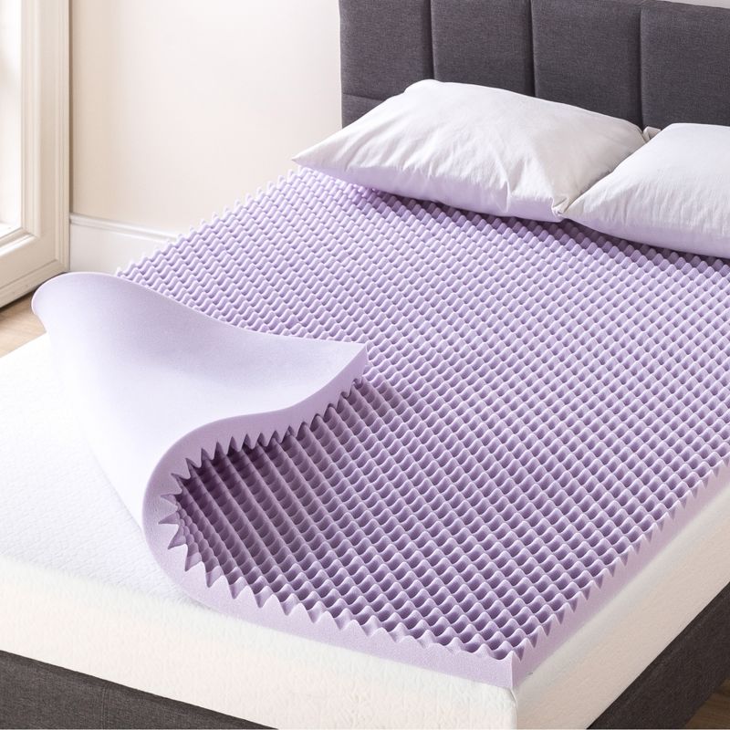 Mellow Egg Crate Memory Foam Lavender Infusion 2" Mattress Topper, 1 of 9