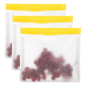 Unique Bargains Reusable Leakproof Zip PEVA Freezer Food Storage Bags 3 Pcs - 1 of 4