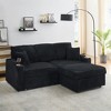 80" Corduroy Sectional Sofa with Hidden Recliner, Removable Footstool, Cup Holders & Armrests, Space-Saving Pull-Out Couch - 3 of 4