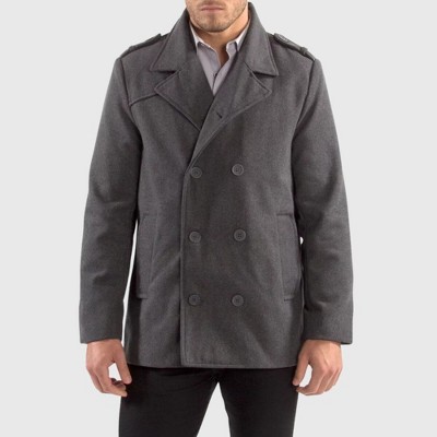 Alpine Swiss Jake Mens Wool Pea Coat Double Breasted Peacoat Jacket