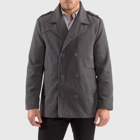 Alpine Swiss Jake Mens Wool Pea Coat Double Breasted Jacket Gray Xl Target