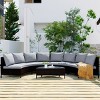 5 Piece Half-Moon Brown PE Rattan Outdoor Garden Sofa Set,Outdoor Conversation Set,Steel Patio Balcony Wicker Furniture with Cushions-Coolbibila - 2 of 4