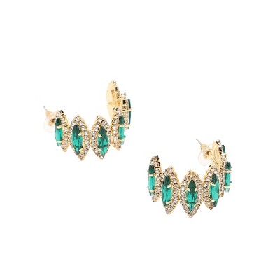 SOHI Women's Green Marquise Hoop Earrings