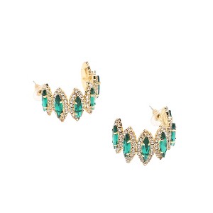 SOHI Women's Green Marquise Hoop Earrings - 1 of 3
