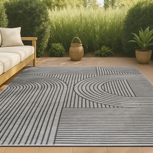 JONATHAN Y Zephyr Mid-Century Modern Arch Stripe Reversible Machine-Washable Indoor/Outdoor Area Rug - 1 of 4