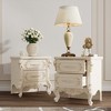 Famapy French Country White Nightstand with Double Drawers & Gold Accents,Ornate Carvings,Side Table,Elegant Storage for Bedroom - 2 of 4