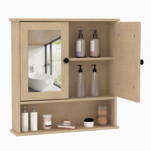 Wall Mounted Bathroom Storage Cabinet, 2-Tier over the Toilet Organizer, Waterproof Wooden Cabinet for Bathroom, Kitchen, Living Room - 1 of 4