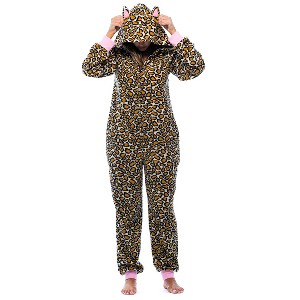 Just Love Womens One Animal Print Adult Bodysuit Hooded Pajamas - 1 of 4