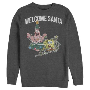 Men's SpongeBob SquarePants Christmas Welcome Santa Sweatshirt - 1 of 3