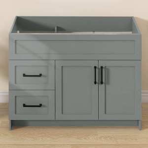 Bath Vanity Cabinet without Top 42 in. W x 21.5 in. D x 33.5 in. H Bathroom Vanity in Sky Grey with Black Handle - 1 of 4