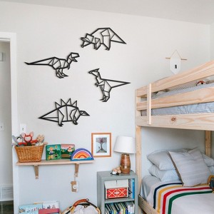 Dinosaurs Metal Wall Art - Dino Decor for Kids Room or Nursery, 4 Pieces - 1 of 4