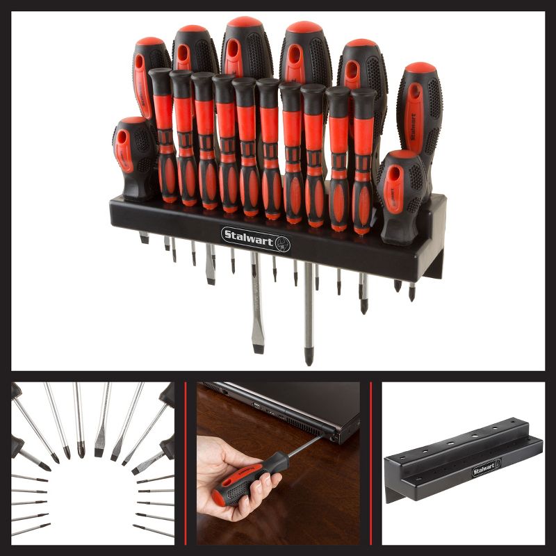 Fleming Supply Precision Screwdriver Set with Wall-Mounted Organizer – 18 Pieces, Red and Black, 3 of 7