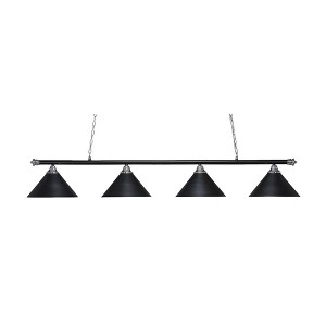 Toltec Lighting Oxford 4 - Light Island Pendant Light in  Chrome/Matte Black with 14” Matte Black Cone Metal Shade  Shade - 1 of 1