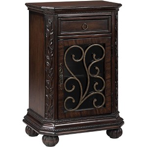 Kensington Hill Rustic Cherry Wood Accent Table 22 1/2" x 14 1/2" with Storage & Drawer Glass Door for Living Room Bedroom Bedside - 1 of 4