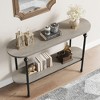 Narrow Entryway Table, Console Table with Storage Shelves, Thin Behind Couch Table, Skinny Sofa Table, Gray Entry Tabley - 4 of 4
