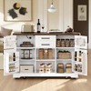 Kitchen Island with Drop Leaf, USB, Glass and Barn Doors, 2 Drawers, Adjustable Shelves, Rolling Kitchen Cart with Storage for Dining Room - 2 of 4
