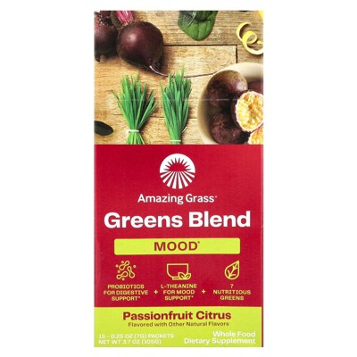 Amazing Grass Greens Blend, Mood, Passionfruit Citrus, 15 Packets 0.25 oz (7 g) Each