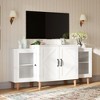 Hyleory TV Stand Cabinet, Mid Century Modern TV Stand for 55/60/65 inch TV, Farmhouse TV Stand, Entertainment Center with Storage,White - 3 of 4