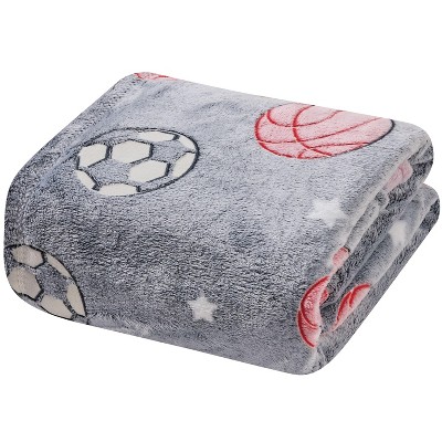 GoodGram Glow In The Dark Basketball & Soccer All Star Ultra Plush Fleece Accent Throw Blanket - 50 In. X 60 In.