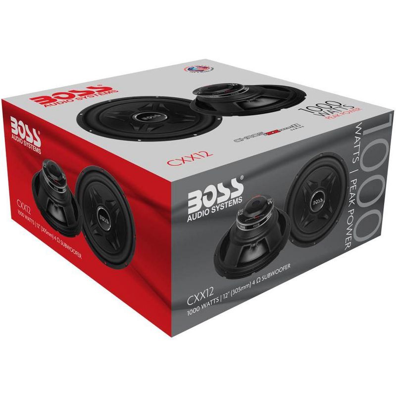New Boss CXX12 12" 1000 Watt 32Hz 4-Ohm Black Car Stereo Audio Power Subwoofer, 5 of 7