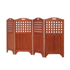 Solhome Carlton Reddish Brown Wood Privacy Screen with 4 Panels - 46" - 1 of 4