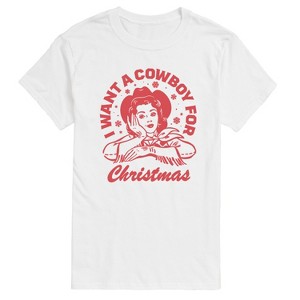 Men's - Instant Message - I Want A Cowboy For Christmas Short Sleeve Graphic T-Shirt - 1 of 4