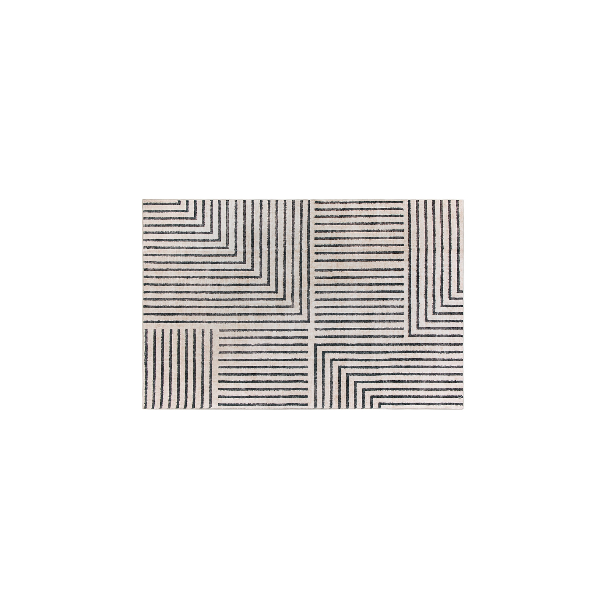 World Rug Gallery Distressed Bohemian Stripes Washable Non Slip Indoor Door Mat - BEIGE 2'x4': Polyester, Low Pile, Pet Friendly