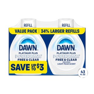Dawn Platinum Plus Powerwash Dishwasher Detergent - Free & Clear Refill - 2ct - 1 of 4