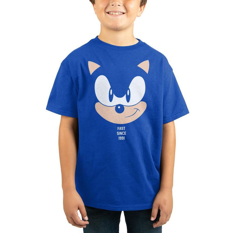 Youth Boys Sonic the Hedgehog Blue Short Sleeve Graphic Tee, 2 of 3