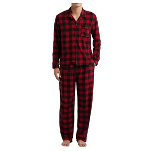 SLEEPHERO Traditional Fleece Long Sleeve Button Down Shirt with Fleece Pajama Pants with Pockets - 1 of 4
