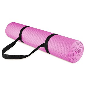 Fitvids 1/4” High Density Thick Non Slip Workout Yoga Mat and Carry Strap, Pink - 1 of 1