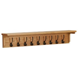 Aghana Digitals Solid Oak Wall-Mounted Coat Rack with 9 Hooks - Sturdy Natural Brown Organizer for - 1 of 4
